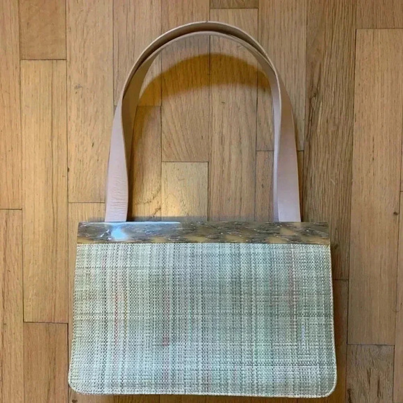 adrienne vittadini structured woven handbag w/horn - Picture 2 of 6
